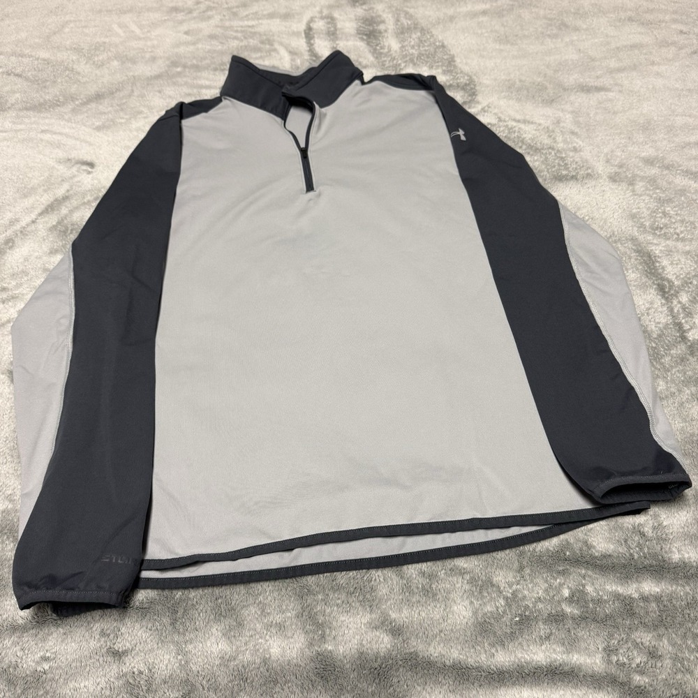 Under Armour 1/4 Zip Pullover Mens Medium Storm 1 Long Sleeve Black Grey
